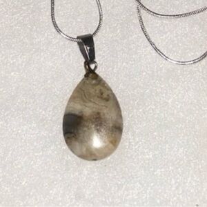Boho hippie agate natural crystal silver 16” necklace